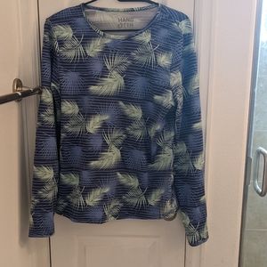 Blue and green swim shirt with zipper